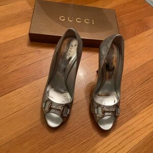 Gucci Silver Heeled Women's Shoes